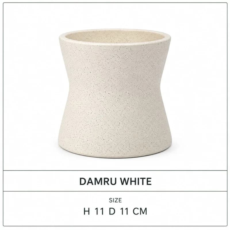Damru White Ceramic Planter